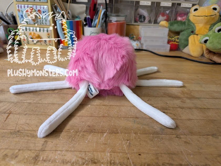 Pink and White with Blue Slit Pupil Eyes! - Big Hobo Tick