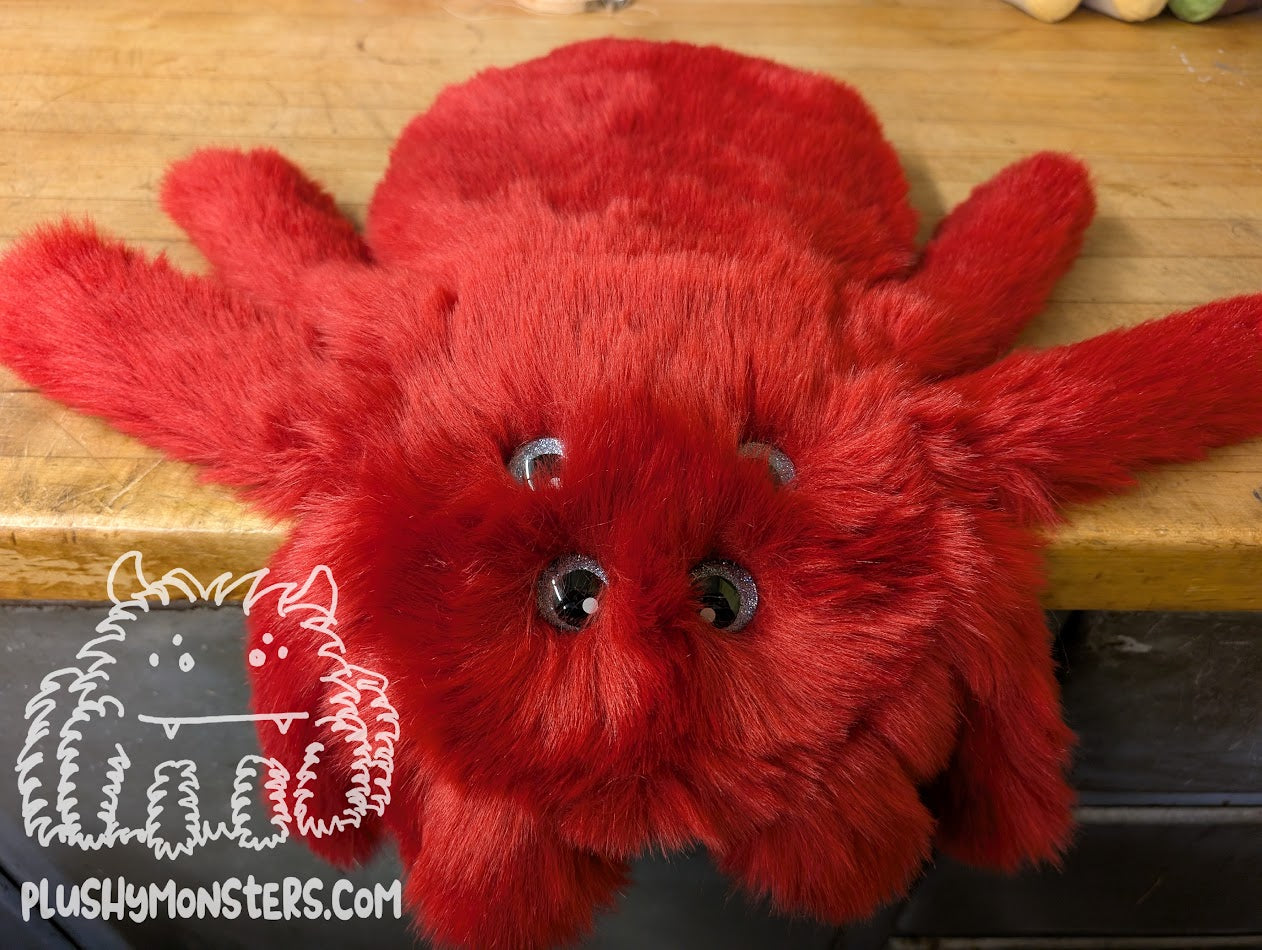 Scarlet with Gunmetal Glitter Eyes! - Weighted Pancake Spider