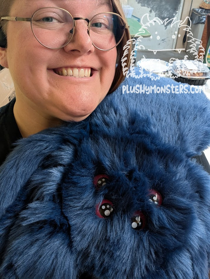 Navy Blue with Raspberry Eyes! - Weighted Pancake Spider