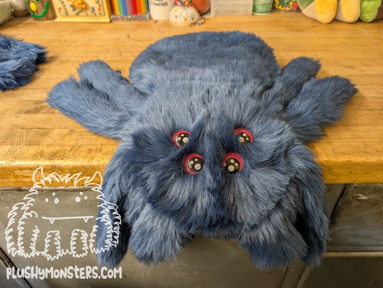Navy Blue with Raspberry Eyes! - Weighted Pancake Spider