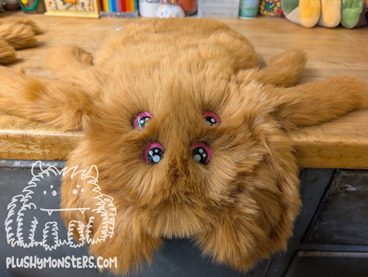 Saddle with Raspberry Glitter Eyes! - Weighted Pancake Spider