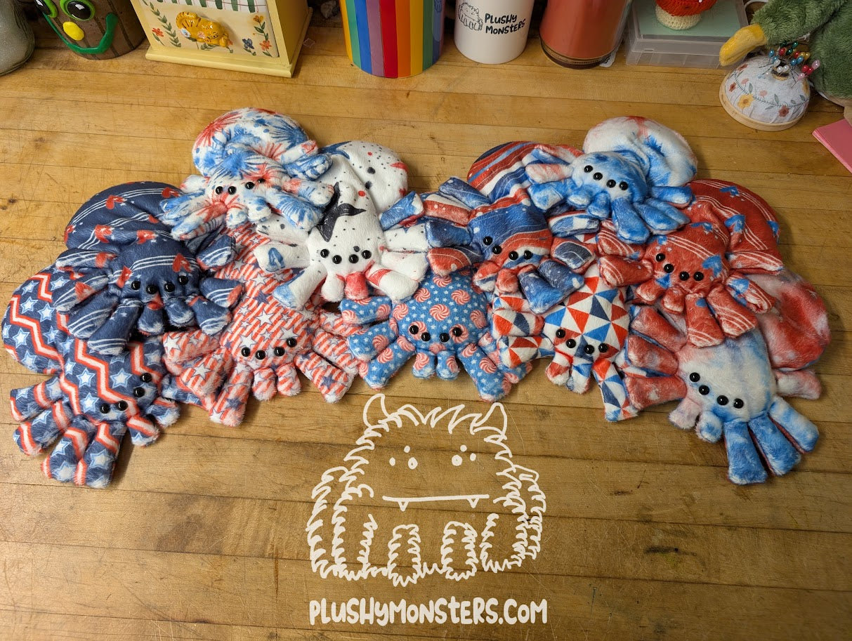 plushy monsters Red, White, and Blue Spiderlings! – Plushy Monsters