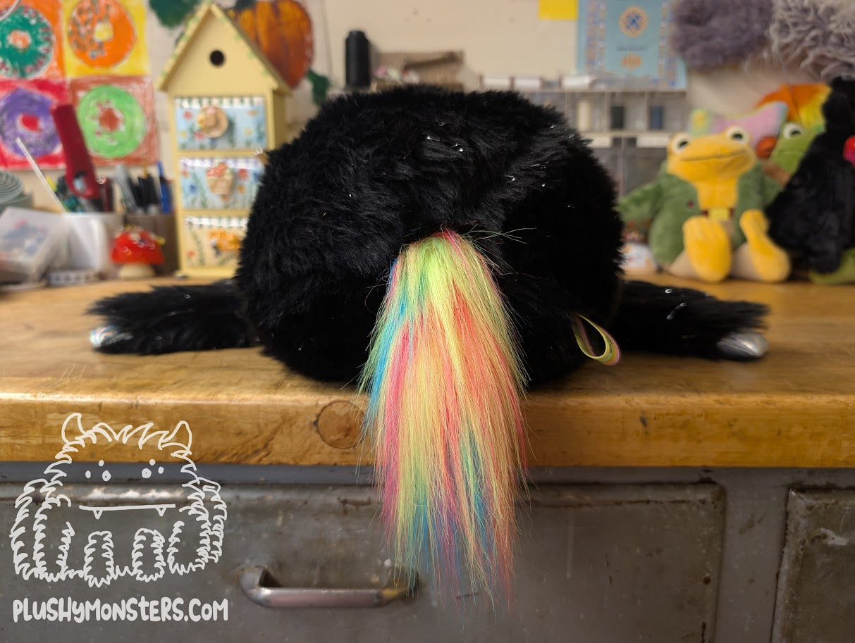 Lil' Onyx Sparkles with Shaggy Neon Rainbow! - Unicorn Spider in Disguise - Weighted Lil' Guy