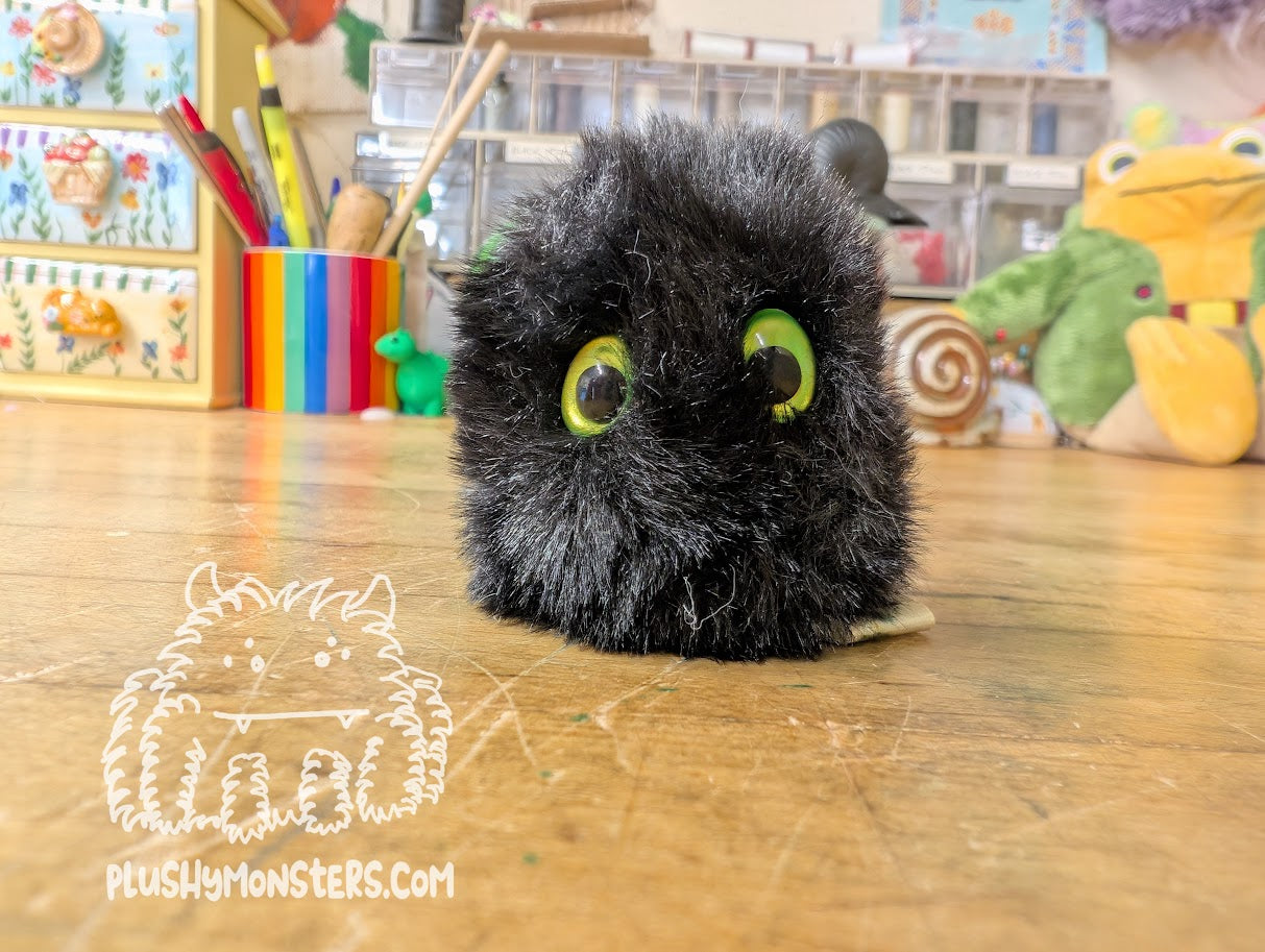 Soot Tiny Boi with Bright Green Oval Eyes!