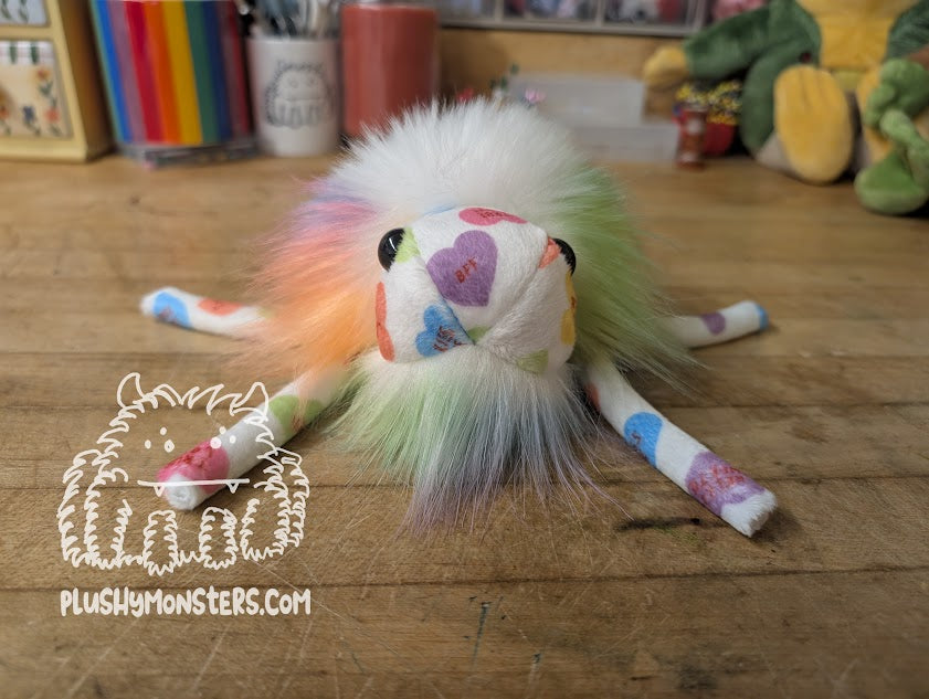 Rainbow and White Conversation Heart Love Bug! - Valentine's Day Hobo Tick