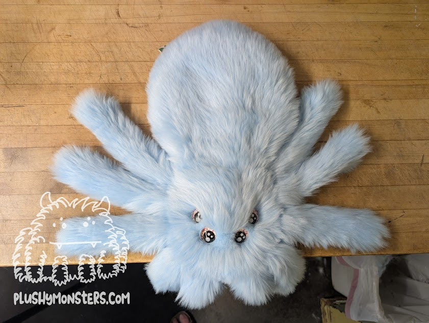 Bluebell with Glittery White Kawaii Eyes! - Weighted Pancake Spider