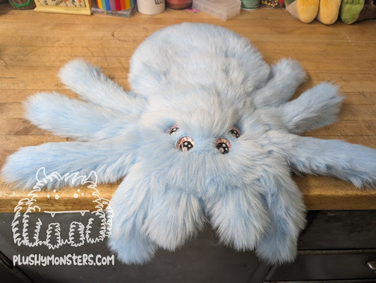 Bluebell with Glittery White Kawaii Eyes! - Weighted Pancake Spider