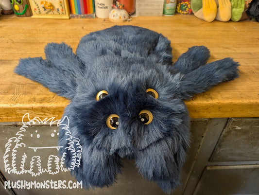 Navy Blue with Pearlescent Gold Eyes! - Weighted Pancake Spider