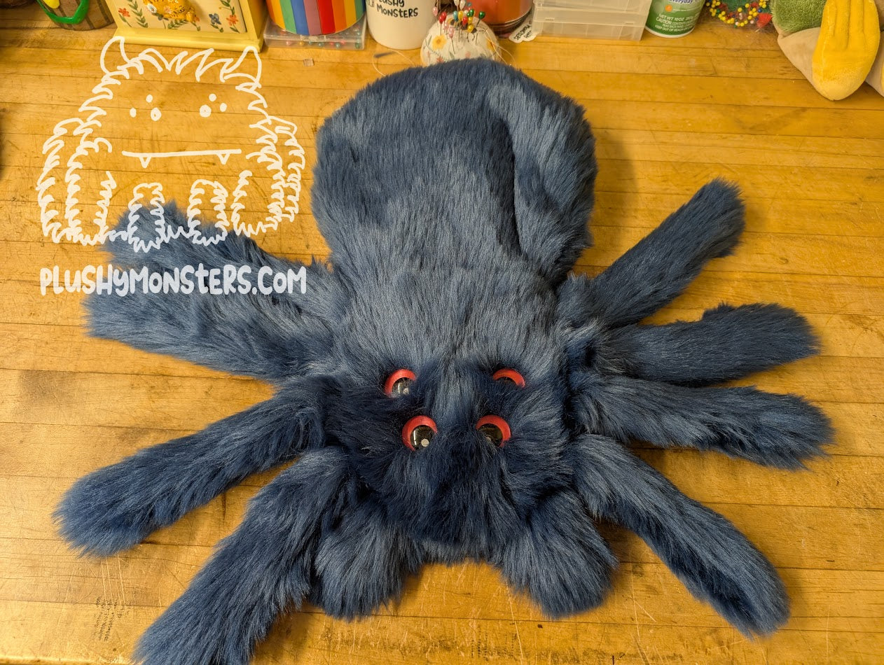 Navy Blue with Riot Red Eyes! - Weighted Pancake Spider