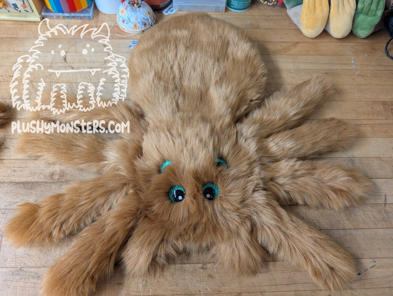 Saddle with Kelly Green Glitter Eyes! - Weighted Pancake Spider