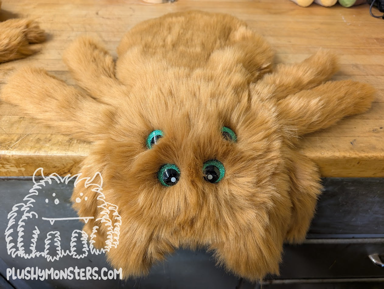 Saddle with Kelly Green Glitter Eyes! - Weighted Pancake Spider