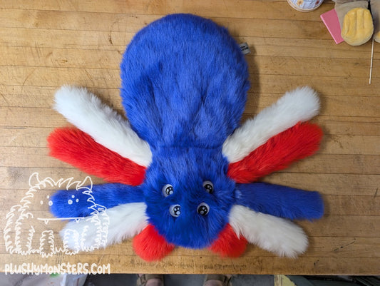 Blue with White Kawaii Eyes! - Weighted Pancake Spider