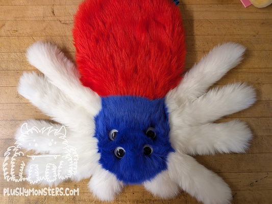 Blocky Blue with White Kawaii Eyes! - Weighted Pancake Spider