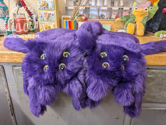 Purple with Rainbow Glitter Kawaii Eyes! - Weighted Pancake Spider
