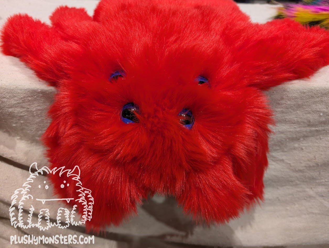 Red with Blue Jellybean-Pupil Eyes! - Weighted Pancake Spider