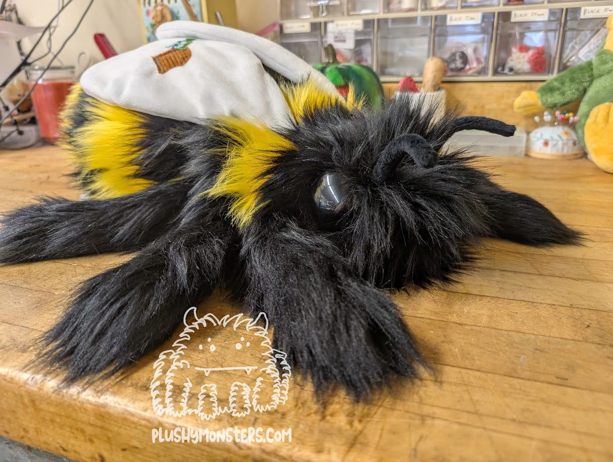 Tatters, the Original Actual Bee! But with Patches on His Wings! - Weighted Bumblebee Plushy