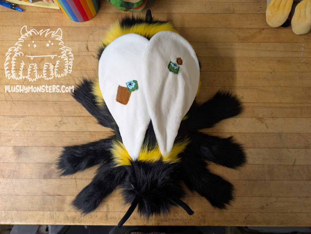 Tatters, the Original Actual Bee! But with Patches on His Wings! - Weighted Bumblebee Plushy