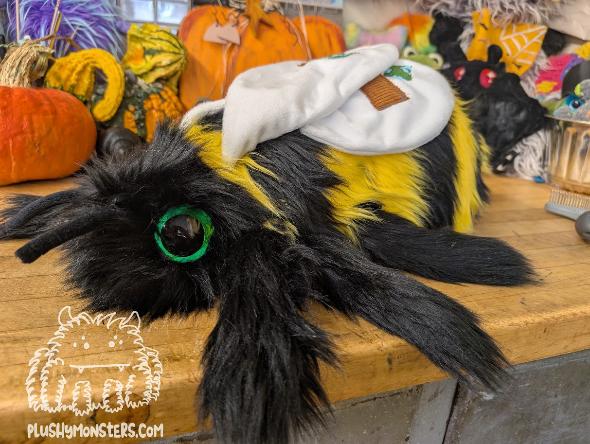 Bright-Eyed Patchy Herman, the Actual Bee! - Weighted Bumblebee Plushy