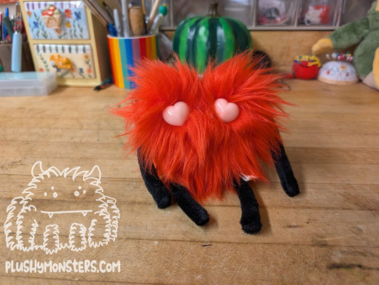 Red Little Lovey with Pink Heart Eyes! - Heart Monster