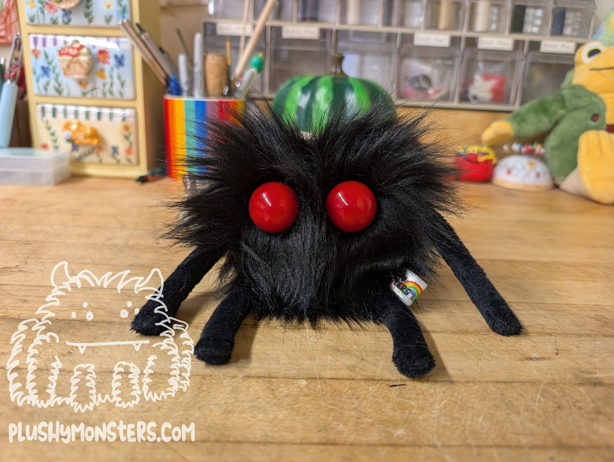 Black Little Lovey with Giant Red Eyes! - Heart Monster