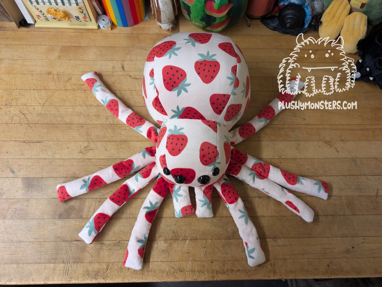 Strawberry! - Weighted Minky Spider Plushy