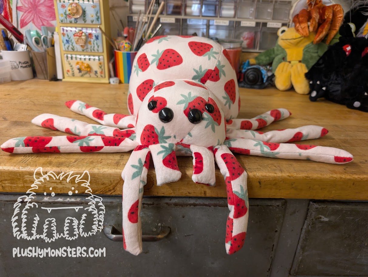 Strawberry! - Weighted Minky Spider Plushy