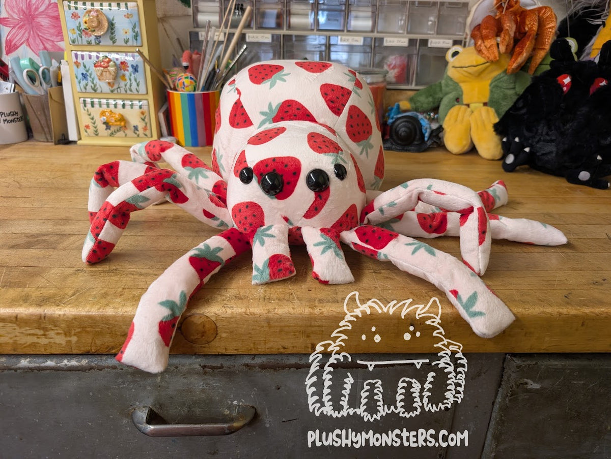Strawberry! - Weighted Minky Spider Plushy