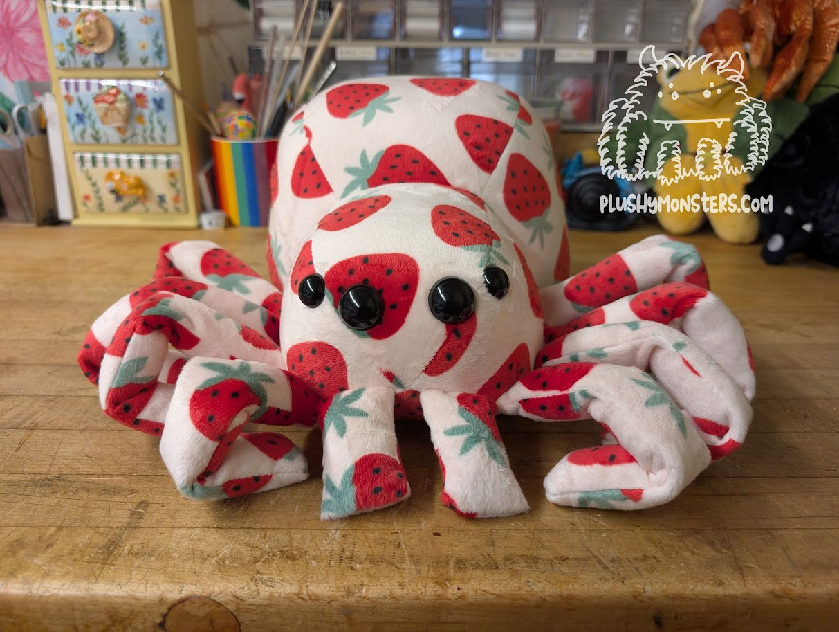Strawberry! - Weighted Minky Spider Plushy