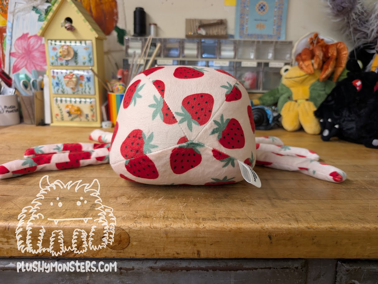 Strawberry! - Weighted Minky Spider Plushy