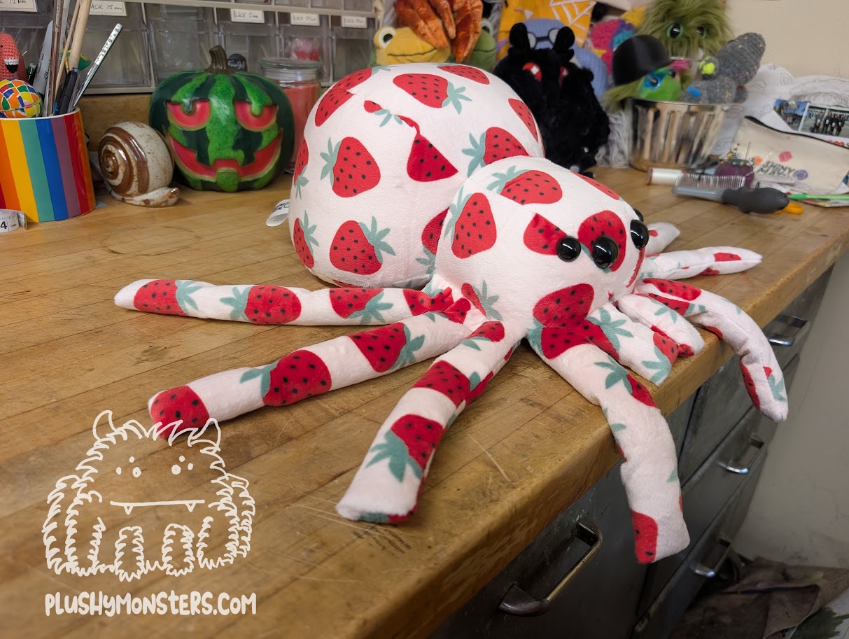Strawberry! - Weighted Minky Spider Plushy