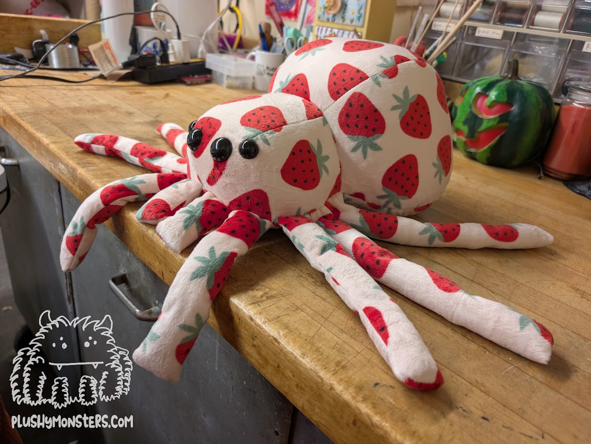Strawberry! - Weighted Minky Spider Plushy