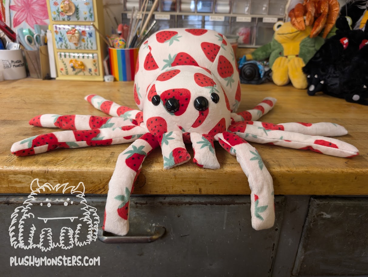Strawberry! - Weighted Minky Spider Plushy